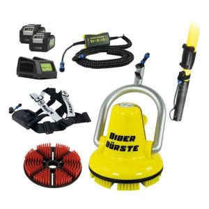 BIBER 22 vijverborstel, telescoopstang, 2x accu, rode borstel